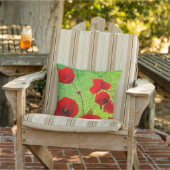 Mohnblumen Blume Roter grüner Glitzer Künstlerisch Kissen (Stuhl)