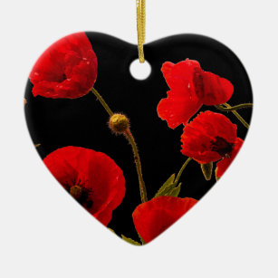 Mohnblumen Blume Rotes Schwarzes Wasser Blumenherz Keramik Ornament