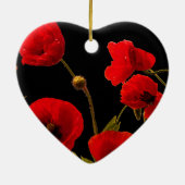 Mohnblumen Blume Rotes Schwarzes Wasser Blumenherz Keramik Ornament (Hinten)