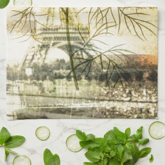 Mohnblumen-Blume Turms Paris Eiffel botanische Geschirrtuch (Gefaltet)