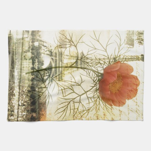 Mohnblumen-Blume Turms Paris Eiffel botanische Geschirrtuch (Horizontal)