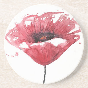 Mohnblumen-Blume, Watercolor Getränkeuntersetzer