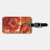 Mohnblumen-Blumen auf TAN und orange Hintergrund Gepäckanhänger (Vorderseite horizontal)