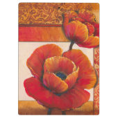 Mohnblumen-Blumen auf TAN und orange Hintergrund Klemmbrett (Rückseite)