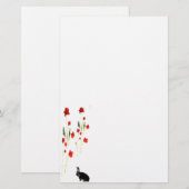 Mohnblumen-Blumen-Häschen-Kaninchen Briefpapier (Vorne/Hinten)