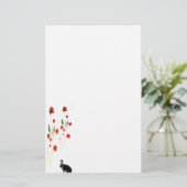 Mohnblumen-Blumen-Häschen-Kaninchen Briefpapier (Stehend Vorderseite)