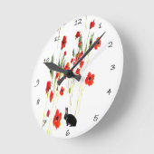 Mohnblumen-Blumen-Häschen-Kaninchen Runde Wanduhr (Winkel)