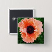 Mohnblumen-Blumen-Quadrat-Button Button (Vorne & Hinten)