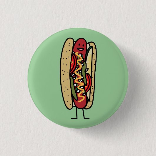 Mohnblumen-Brötchensenf des Chicago-Art-Würstchens Button (Vorderseite)