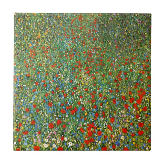 Mohnblumen-Feld-Fliese Gustav Klimt Fliese (Vorderseite)