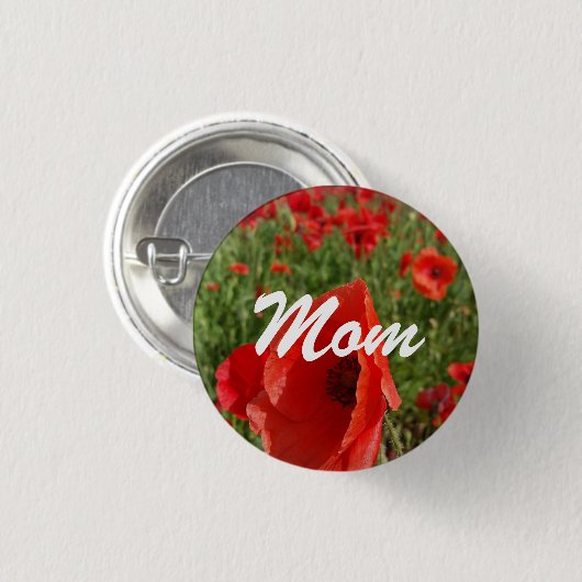 Mohnblumen-Feld-Mama-Knopf Button (Vorne & Hinten)