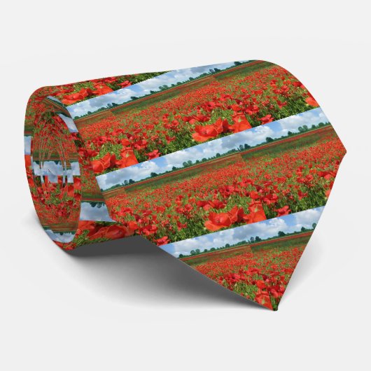 Mohnblumen-Felder Krawatte (Gerollt)