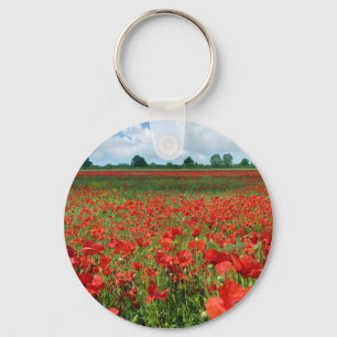 Mohnblumen-Felder Schlüsselanhänger