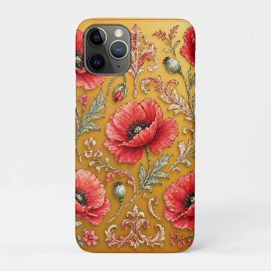Mohnblumen-fleur goldenes Design Case-Mate iPhone Hülle (Rückseite)
