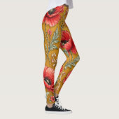 Mohnblumen-fleur goldenes Design Leggings (Rechts)