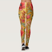 Mohnblumen-fleur goldenes Design Leggings (Rückseite)