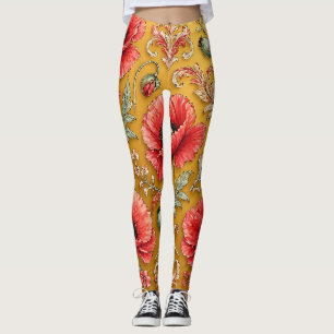 Mohnblumen-fleur goldenes Design Leggings