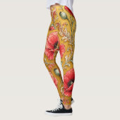Mohnblumen-fleur goldenes Design Leggings (Links)