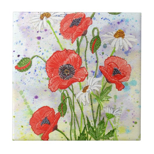 "Mohnblumen-" Fliese (Vorderseite)