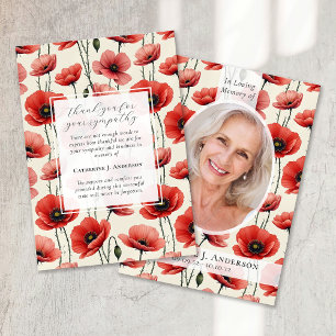 Mohnblumen Florales Gedenkfoto Beileid Trauerfeier Dankeskarte