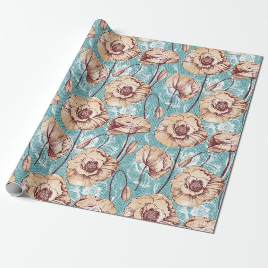 Mohnblumen Geschenkpapier (Ungerollt)