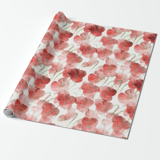 Mohnblumen Geschenkpapier (Ungerollt)