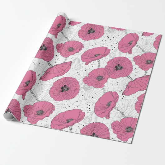 Mohnblumen Geschenkpapier (Ungerollt)