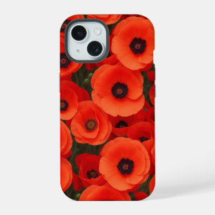 Mohnblumen gestaltetes Design iPhone 15 Hülle