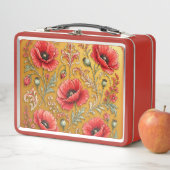Mohnblumen goldenes Design  Metall Brotdose (Beispiel)