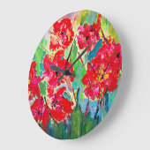 Mohnblumen Große Wanduhr (Winkel)