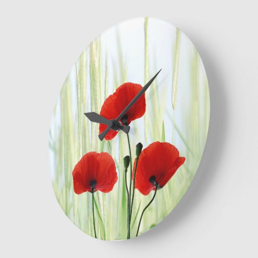 Mohnblumen Große Wanduhr (Winkel)