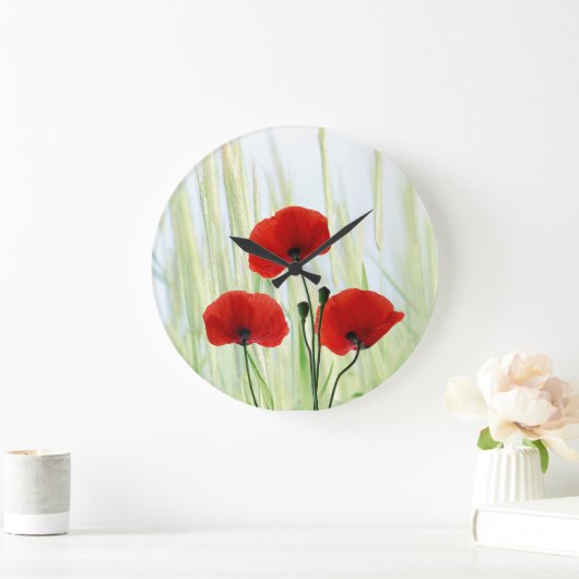 Mohnblumen Große Wanduhr (Zuhause)