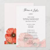 Mohnblumen-Hochzeitsempfangsmenü Einladung (Vorne/Hinten)