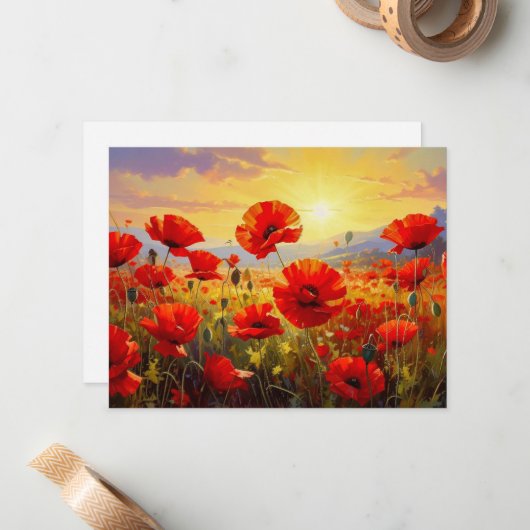 Mohnblumen im Abendlicht, Mitteilungskarte (Vorderseite/Rückseite Beispiel)