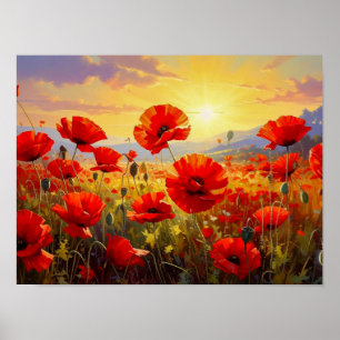Mohnblumen im Abendlicht Poster