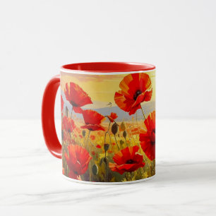 Mohnblumen im Abendlicht Tasse