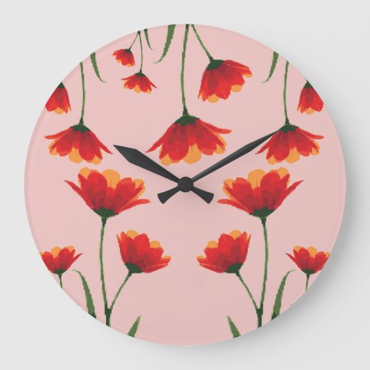 Mohnblumen im Morgenlicht Große Wanduhr (Vorderseite)