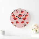 Mohnblumen im Morgenlicht Große Wanduhr (Zuhause)