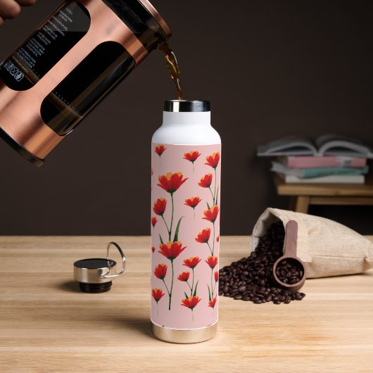 Mohnblumen im Morgenlicht Trinkflasche (Kaffee (gedreht))