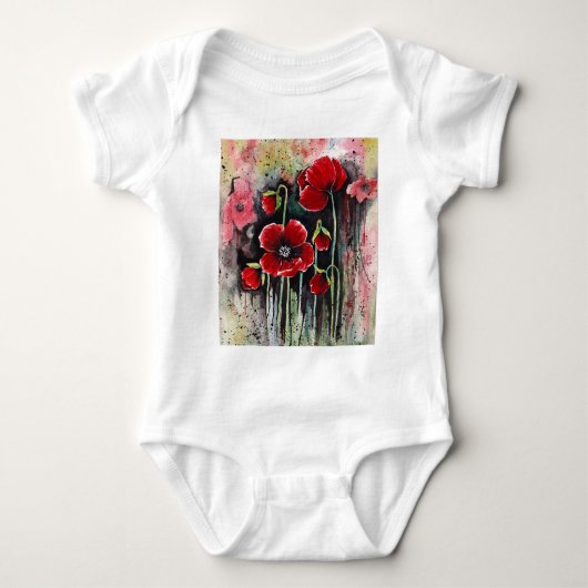 Mohnblumen in Aquarellen Baby Strampler (Vorderseite)