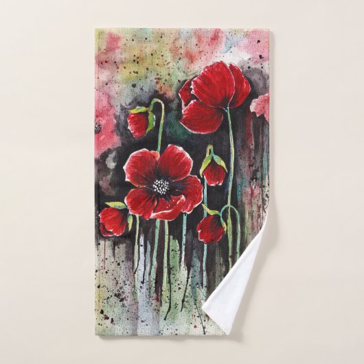 Mohnblumen in Aquarellen Badhandtuch Set (Handtuch)