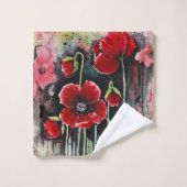 Mohnblumen in Aquarellen Badhandtuch Set (Waschlappen)