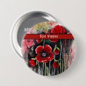 Mohnblumen in Aquarellen Button (Vorne & Hinten)