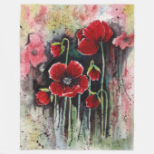 Mohnblumen in Aquarellen Fleecedecke (Vorderseite)