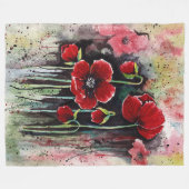 Mohnblumen in Aquarellen Fleecedecke (Vorderseite (Horizontal))