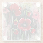 Mohnblumen in Aquarellen Glasuntersetzer (Rückseite)