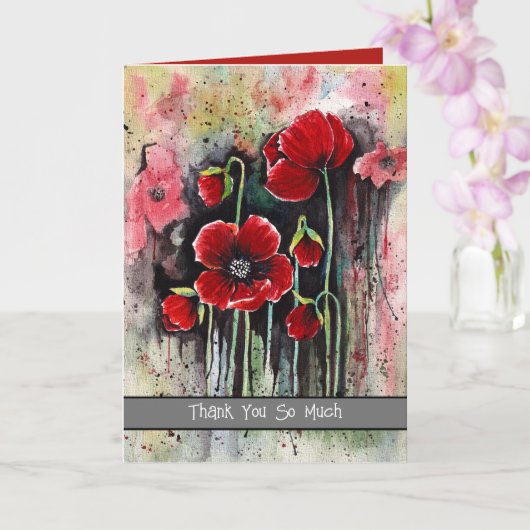 Mohnblumen in Aquarellen Karte (Orchidee)