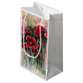 Mohnblumen in Aquarellen Kleine Geschenktüte (Vorderseite Schrägansicht)