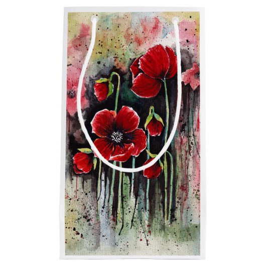 Mohnblumen in Aquarellen Kleine Geschenktüte (Vorderseite)