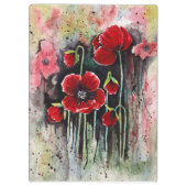 Mohnblumen in Aquarellen Klemmbrett (Rückseite)